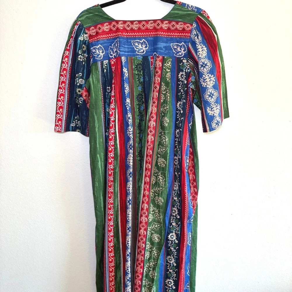 Vermont Country Store Falling Leaves Muumuu Cotton Dress Cottagecore Med Large